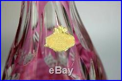 Vintage E. B. Lattorff Lead Crystal Pink Cranberry Color Wine Decanter Vase 11
