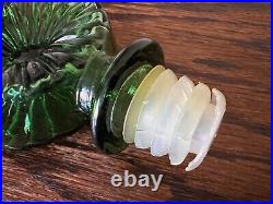 Vintage EMPOLI Green Glass Sunburst Decanter Bottle with Stopper Made in Italy