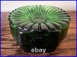 Vintage EMPOLI Green Glass Sunburst Decanter Bottle with Stopper Made in Italy