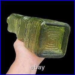 Vintage EMPOLI ITALY Olive Green Glass Decanter Genie Bottle Hobnail Stopper 21