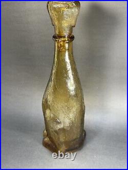 Vintage EMPOLI Italian Amber Glass DOG Shape DECANTER Mid Century Genie Bottle