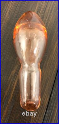 Vintage EMPOLI Peachy Pink Blown Art Case Glass Decanter/Applied Handle / Italy
