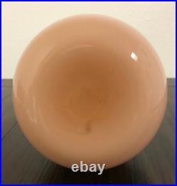 Vintage EMPOLI Peachy Pink Blown Art Case Glass Decanter/Applied Handle / Italy