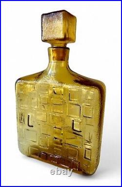 Vintage EMPOLI amber glass decanter genie bottle geometric 1960's ITALY EVC