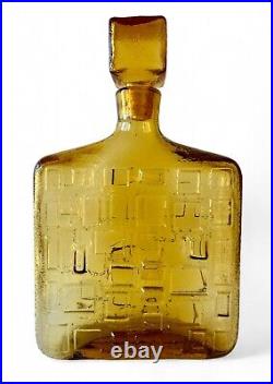 Vintage EMPOLI amber glass decanter genie bottle geometric 1960's ITALY EVC