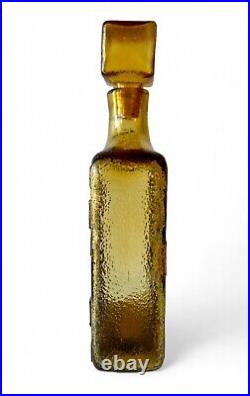 Vintage EMPOLI amber glass decanter genie bottle geometric 1960's ITALY EVC