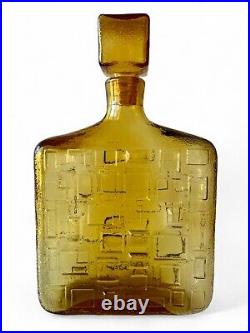 Vintage EMPOLI amber glass decanter genie bottle geometric 1960's ITALY EVC