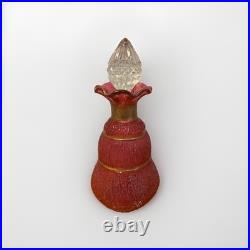 Vintage Early 1900s Pink Crackle Glass Decanter