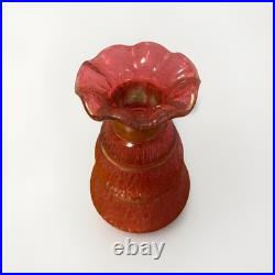 Vintage Early 1900s Pink Crackle Glass Decanter