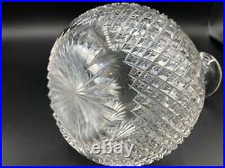 Vintage Edwardian Cut Crystal Glass Carafe Decanter, 8 Tall, 5 Widest