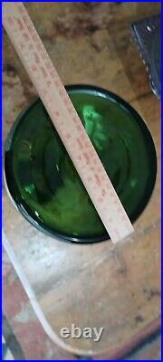 Vintage Emerald Green Glass Decanter Art Vase Decor Bottle MCM Blenko / Italy
