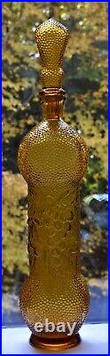 Vintage Emopli Geni Glass Decanter Bottle Thousand Eye Cherries Grapes 20 Tall