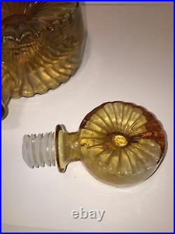 Vintage Empoli Amber Color Glass Sunburst Decanter Bottle Tynell Style Italy