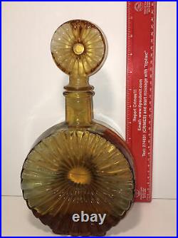 Vintage Empoli Amber Color Glass Sunburst Decanter Bottle Tynell Style Italy