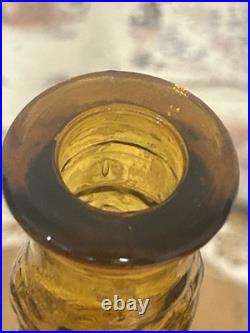 Vintage Empoli Amber Glass Genie Bottle Decanter Dolphin Fish MCM Italy 15.5