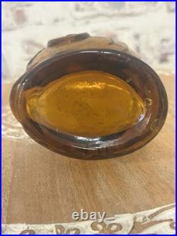 Vintage Empoli Amber Glass Genie Bottle Decanter Dolphin Fish MCM Italy 15.5
