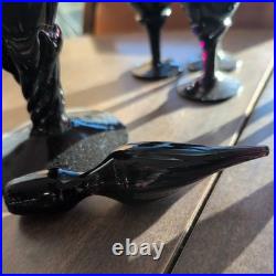 Vintage Empoli Amethyst Glass Genie Bottle 17 Decanter w Stopper & 6 cup set