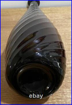 Vintage Empoli Amethyst Purple Swirl Genie Bottle Decanter & Stopper & Label