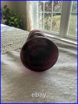 Vintage Empoli Amethyst Triple Gourd Art Glass Decanter Vase Italy MCM Purple