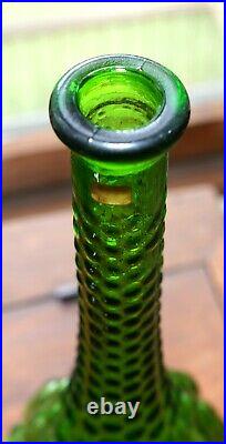 Vintage Empoli Art Glass Green Genie Bottle Stopper Italy Decanter Mid-Century