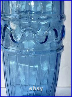 Vintage Empoli Blue Glass Genie Bottle Decanter 20.5 Hand Made Italy