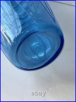 Vintage Empoli Blue Glass Genie Bottle Decanter 20.5 Hand Made Italy
