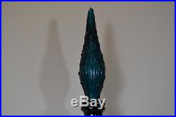 Vintage Empoli Blue Glass Genie Bottle Decanter 22