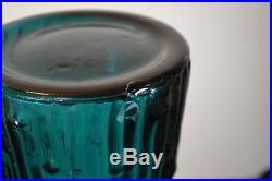 Vintage Empoli Blue Glass Genie Bottle Decanter 22