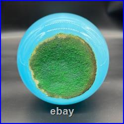 Vintage Empoli Blue Glass Triple Bubble Gourd Decanter Bottle Vase Italian MCM