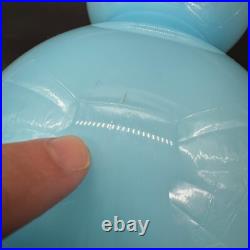 Vintage Empoli Blue Glass Triple Bubble Gourd Decanter Bottle Vase Italian MCM