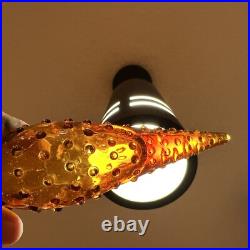 Vintage Empoli Brick Genie Bottle Amber MCM Decanter w Hobnail Stopper Italian