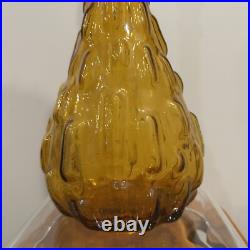 Vintage Empoli Brick Genie Bottle Amber MCM Decanter w Hobnail Stopper Italian Vintage Empoli Brick Genie Bottle Amber MCM Decanter w Hobnail Stopper Italian