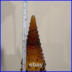 Vintage Empoli Brick Genie Bottle Amber MCM Decanter w Hobnail Stopper Italian