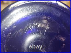 Vintage Empoli Decanter Cobalt Blue Paneled Glass Flame Topper 25.25 VAE On Base