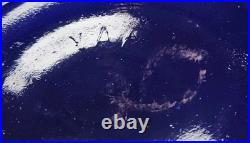 Vintage Empoli Decanter Cobalt Blue Paneled Glass Flame Topper 25.25 VAE On Base