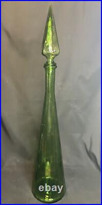 Vintage Empoli Decanter Genie Bottle With Stopper Green 27 Mid Century Modern