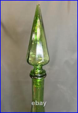 Vintage Empoli Decanter Genie Bottle With Stopper Green 27 Mid Century Modern
