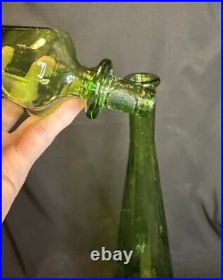Vintage Empoli Decanter Genie Bottle With Stopper Green 27 Mid Century Modern