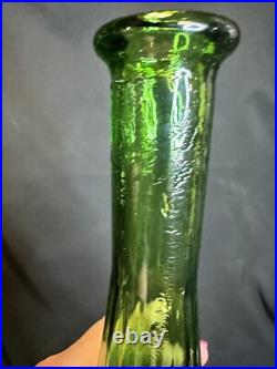 Vintage Empoli Decanter Genie Bottle With Stopper Green 27 Mid Century Modern