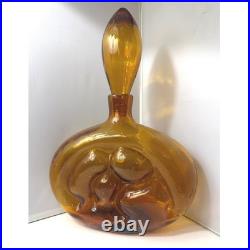 Vintage Empoli Decanter Madonna and Child Amber Art Glass MCM with Stopper Vintage Empoli Decanter Madonna and Child Amber Art Glass MCM with Stopper