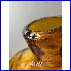 Vintage Empoli Decanter Madonna and Child Amber Art Glass MCM with Stopper