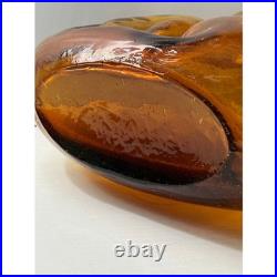 Vintage Empoli Decanter Madonna and Child Amber Art Glass MCM with Stopper