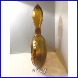 Vintage Empoli Decanter Madonna and Child Amber Art Glass MCM with Stopper