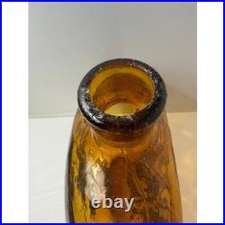 Vintage Empoli Decanter Madonna and Child Amber Art Glass MCM with Stopper