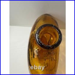 Vintage Empoli Decanter Madonna and Child Amber Art Glass MCM with Stopper