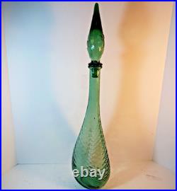 Vintage Empoli Decorative Green Glass Genie Bottle Decanter Retro MCM 22
