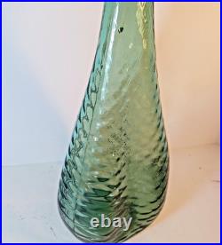 Vintage Empoli Decorative Green Glass Genie Bottle Decanter Retro MCM 22