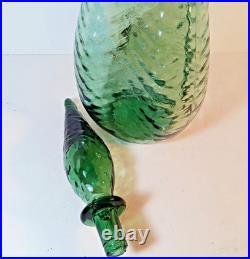 Vintage Empoli Decorative Green Glass Genie Bottle Decanter Retro MCM 22