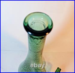 Vintage Empoli Decorative Green Glass Genie Bottle Decanter Retro MCM 22