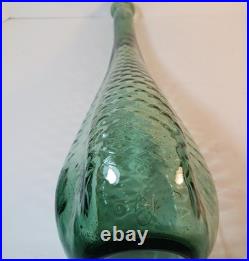 Vintage Empoli Decorative Green Glass Genie Bottle Decanter Retro MCM 22